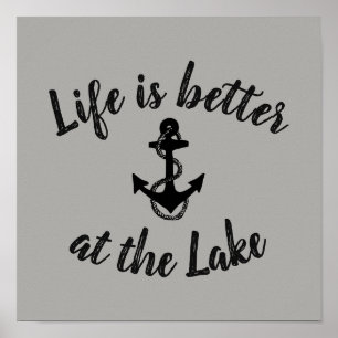 Affiche LA VIE nautique EST MEILLEURE AU LAC et à l'ancre 