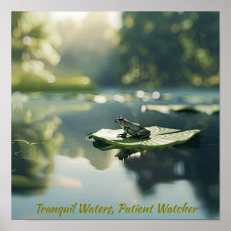 Affiche La vie paisible en étang : Frog sur Lily Pad