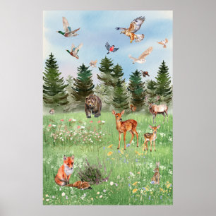 Affiche La vie sauvage des animaux de la forêt