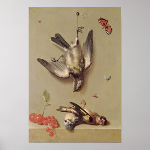 Affiche La vie toujours des oiseaux et des cerises morts,