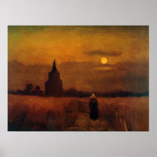 Affiche La Vieille Tour Dans Les Champs de Vincent van Gog