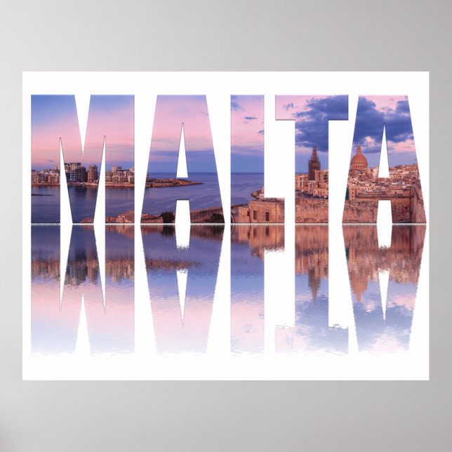 Affiche La vieille ville de La Valette et le port Malte te (Devant)