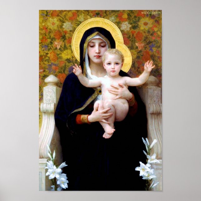 Affiche La Vierge de la Lily, Bouguereau (Devant)