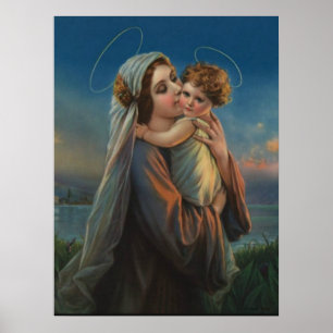 Affiche La Vierge Marie Madonna avec l'enfant Jésus
