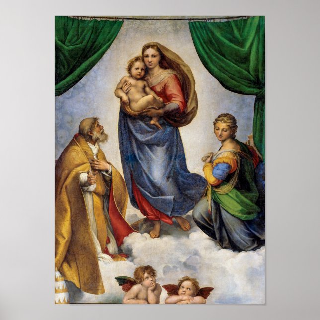 Affiche La Vierge Sixtine | Raphael | (Devant)