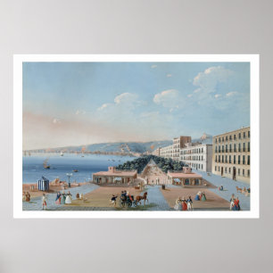 Affiche La Villa Reale di Chiaia, Naples (gouache sur le