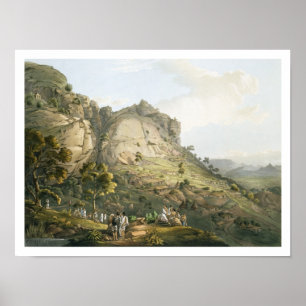 Affiche La ville d'Abha en Abyssinie, gravée par J. Bluc