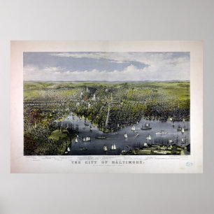 Affiche La ville de Baltimore par Currier et Ives (1880)