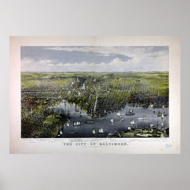 Affiche La ville de Baltimore par Currier & Ives (1880) (Devant)