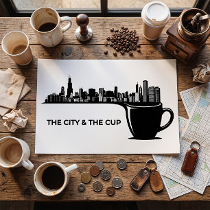 Affiche La ville et la tasse Chicago Skyline
