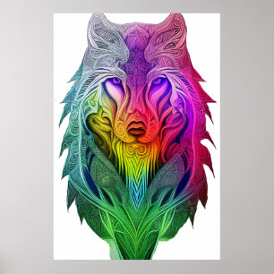Affiche La vision artistique de l'illustration du loup de
