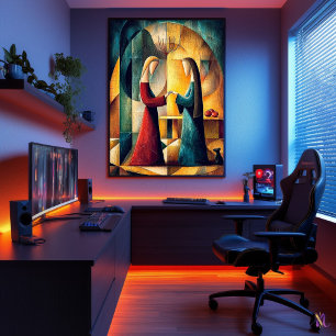 Affiche La Visitation - Vision Cubiste Minimaliste