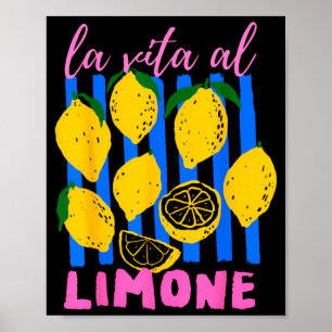 Affiche La Vita Al Limone Drôle Citron Fruit Italien Été