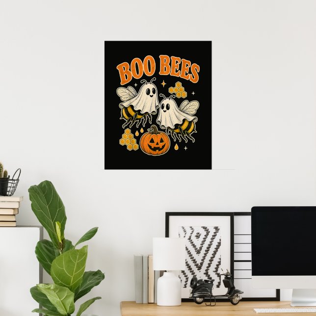 Affiche L'abeille fantôme drôle de Halloween mignon (Bureau à domicile)