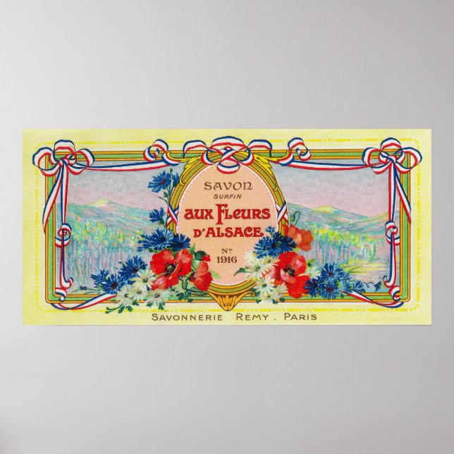 Affiche Label de savon Auz Fleurs D'AlsaceParis, France (Devant)