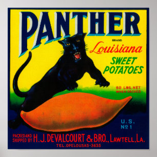Affiche Label Panther Yam Lawtell, LA