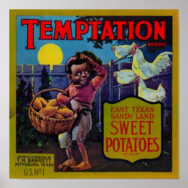 Affiche Label Yam de tentation Pittsburg, TX (Devant)