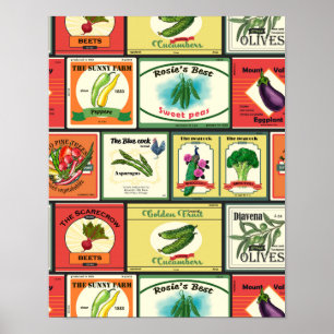 Affiche Labels Vintage canned goods
