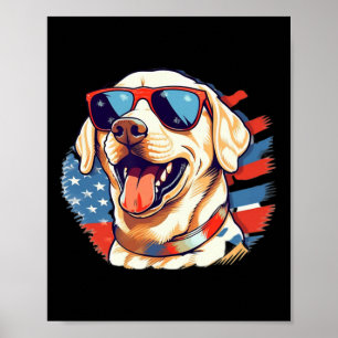 Affiche Labo Jaune 4 juillet Design Patriotic Pup Labo