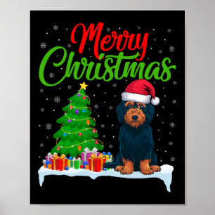 Affiche Labradoodé Chien Noël Lumières des arbres de Noël