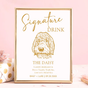 Affiche Labradoodle Chien Mariage Signature Boire Signet