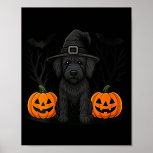 Affiche Labradoodle noir féminin ensorcelé pour Halloween