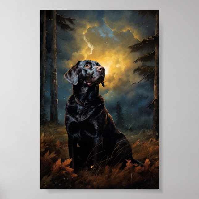 Affiche Labrador de chocolat la nuit (Devant)