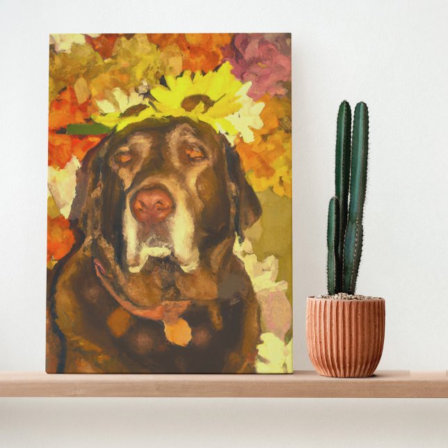 Affiche Labrador en fleurs (Créateur téléchargé)