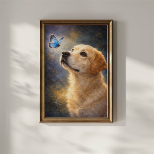 Affiche Labrador et Papillon