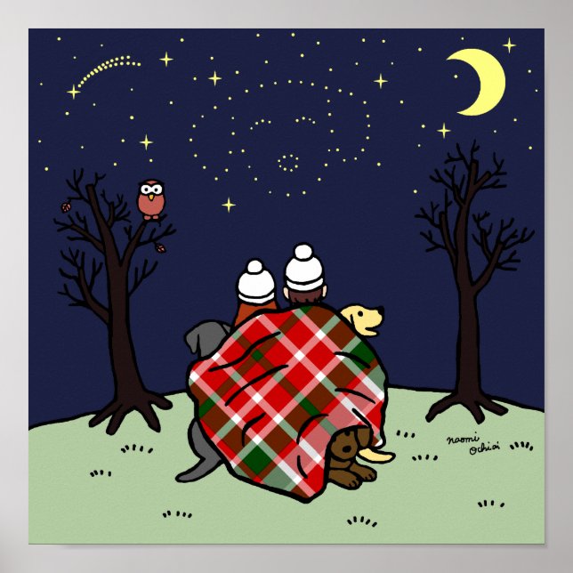Affiche Labrador Family and Starry Sky (Devant)