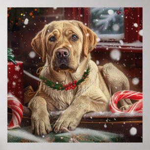 Affiche Labrador Fête de Noël Festif