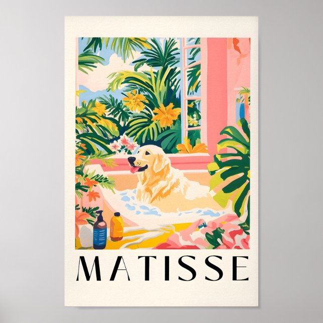Affiche Labrador In Bathbath, Matisse Style Chig Art Print (Devant)