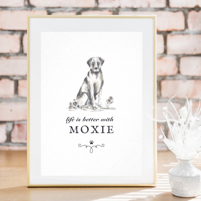 Affiche Labrador Life est meilleur avec le nom de chien pe (Créateur téléchargé)