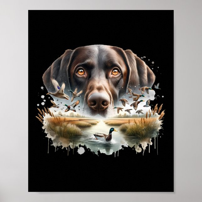 Affiche Labrador Retriever Avec Des Canards Mallard Chasse (Devant)