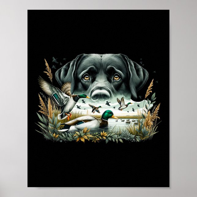 Affiche Labrador Retriever Avec Des Canards Mallard Chasse (Devant)