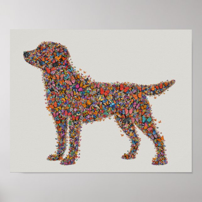 Affiche Labrador Retriever Butterfly Silhouette Dog Lover (Devant)