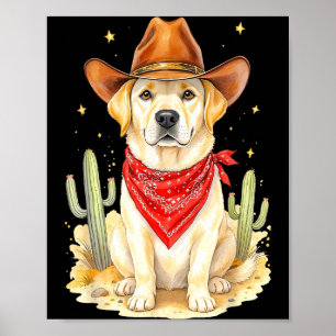 Affiche Labrador Retriever Cowboy Chien Western Llabrador