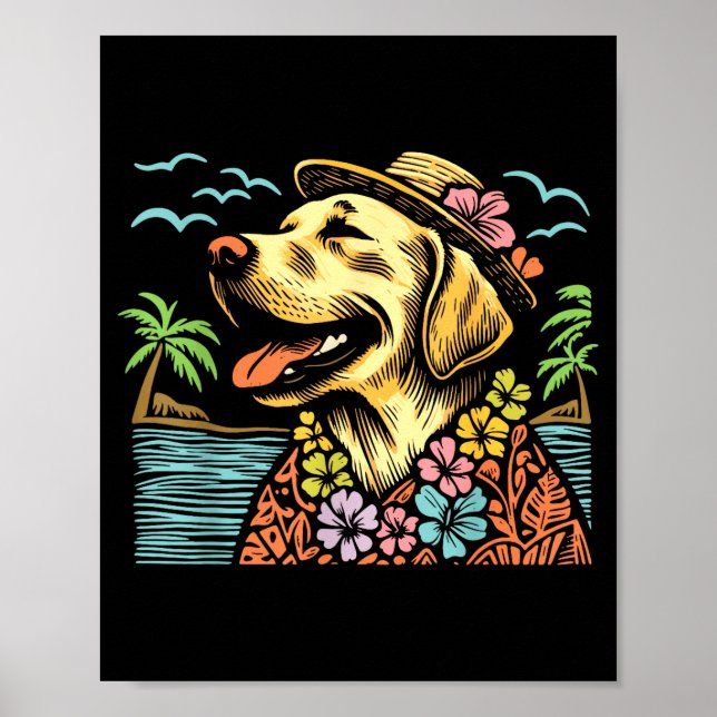 Affiche Labrador Retriever Floral Trocal Summer Vibes Hawa (Devant)