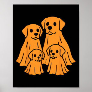 Affiche Labrador Retriever Halloween Ghost Famille Drôle D