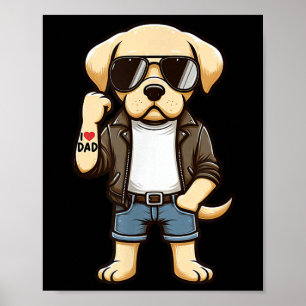 Affiche Labrador Retriever I Love Papa Funny Chien Tattoo