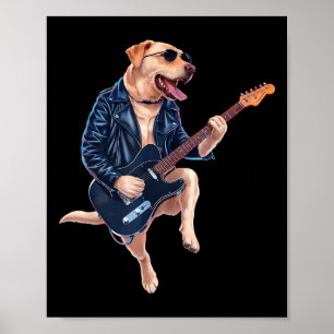 Affiche Labrador Retriever Rock Star Guitariste Electrique