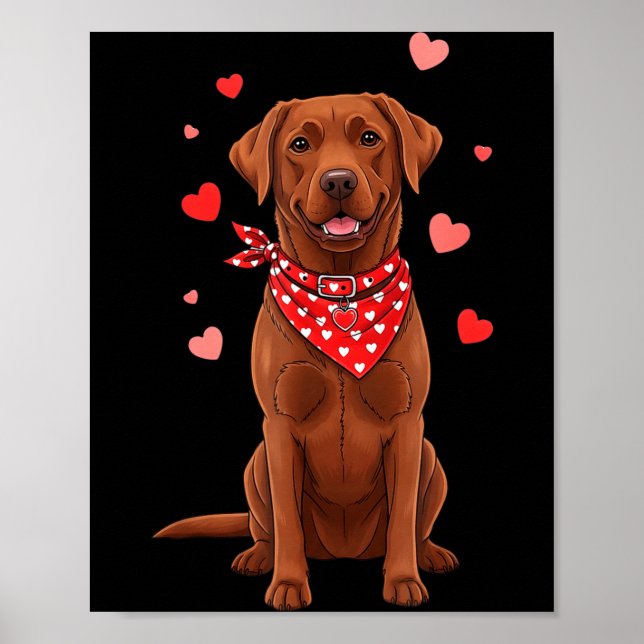 Affiche Labrador Retriever Saint-Valentin Amoureux des chi (Devant)