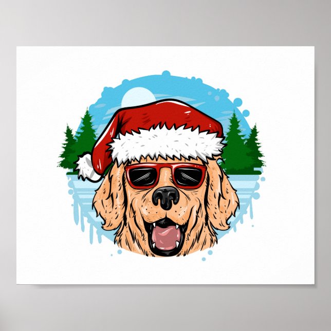 Affiche Labrador Retriever santa claus a fait une illustra (Devant)