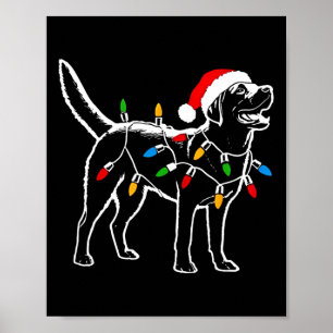 Affiche Labrador Retriever Santa Hat Noël lumières Noël