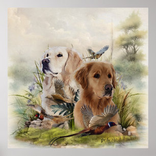 Affiche Labrador Retrivers avec faisan, Art
