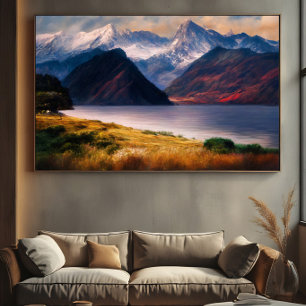 Affiche Lac alpin au coucher du soleil