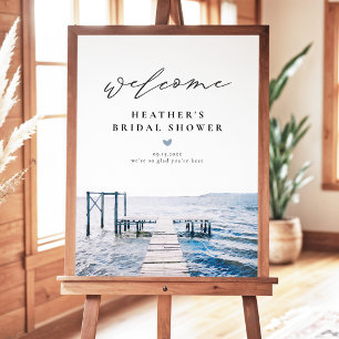 Affiche Lac aquarelle Bienvenue à la fête de mariage