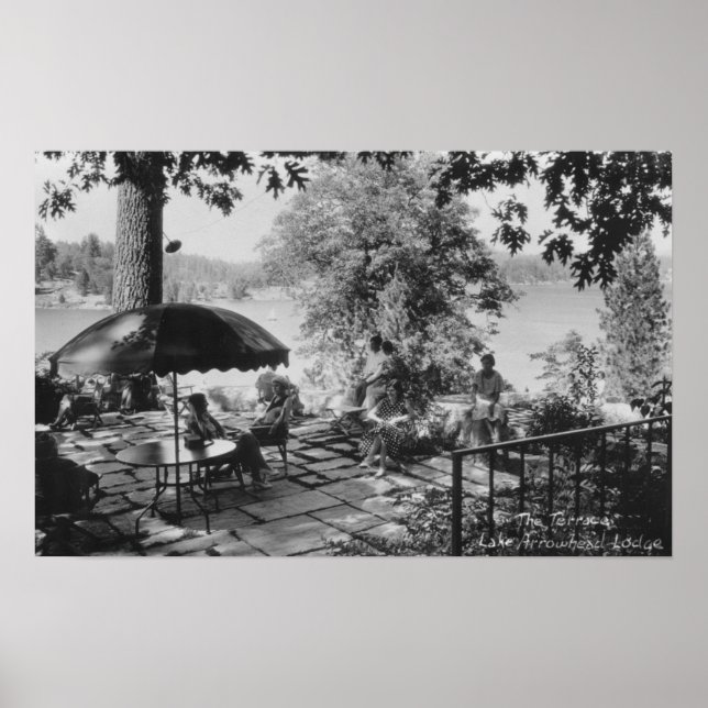 Affiche Lac Arrowhead, California Lodge Vue & Terrasse (Devant)