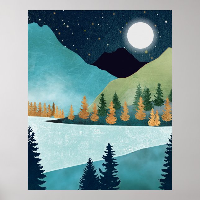 Affiche Lac au lever de lune (Devant)