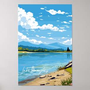 Affiche Lac Banyoles Ibiza Espagne lieu de voyage vintage